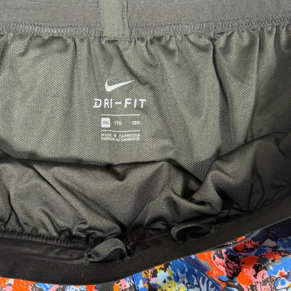 Nike Dri-FIT Womens XXL Running‎ Shorts Abstract Floral Blue Orange 4.5 Inseam - Picture 4 of 7